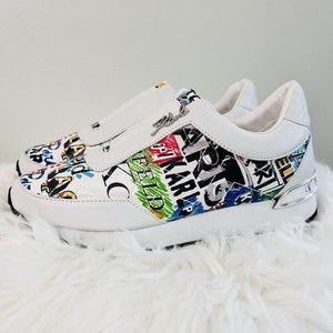 *New* KARL LAGERFELD PARIS Size 7.5 Melody White Pink Blue Gold Sneakers Shoes